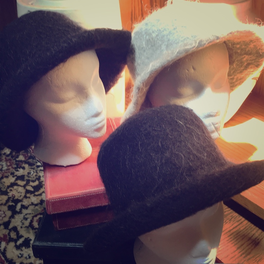 Handmade felted wool and mohair brimmed hat